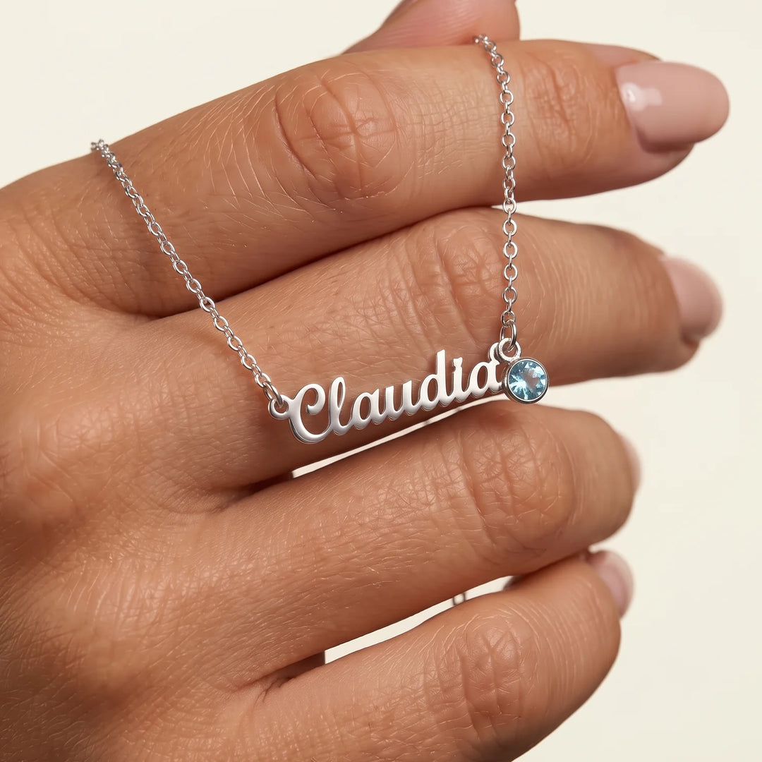 Personalized Necklace "Name with Birthstone"