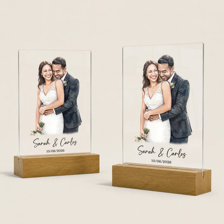 Personalized Acrylic Glass "Wedding Watercolor"