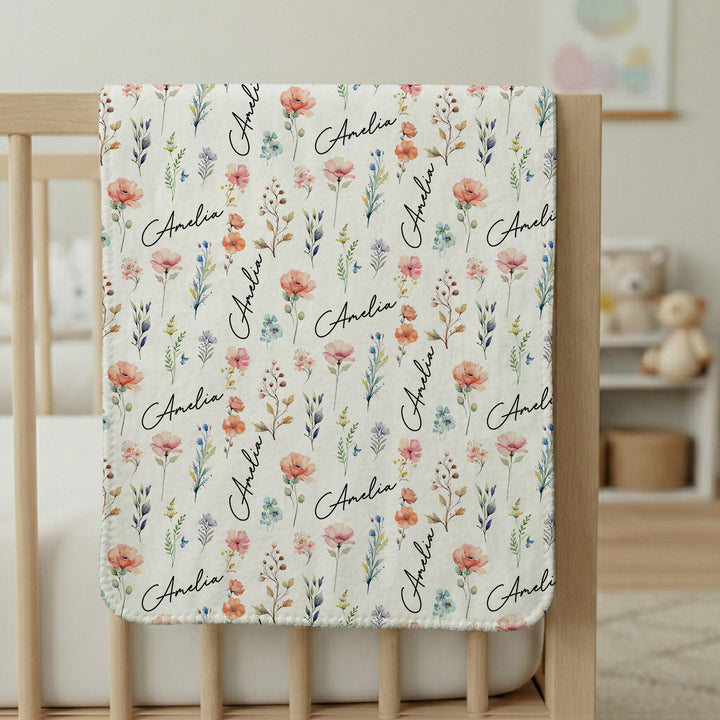 Personalized Baby Blanket "Flowers"