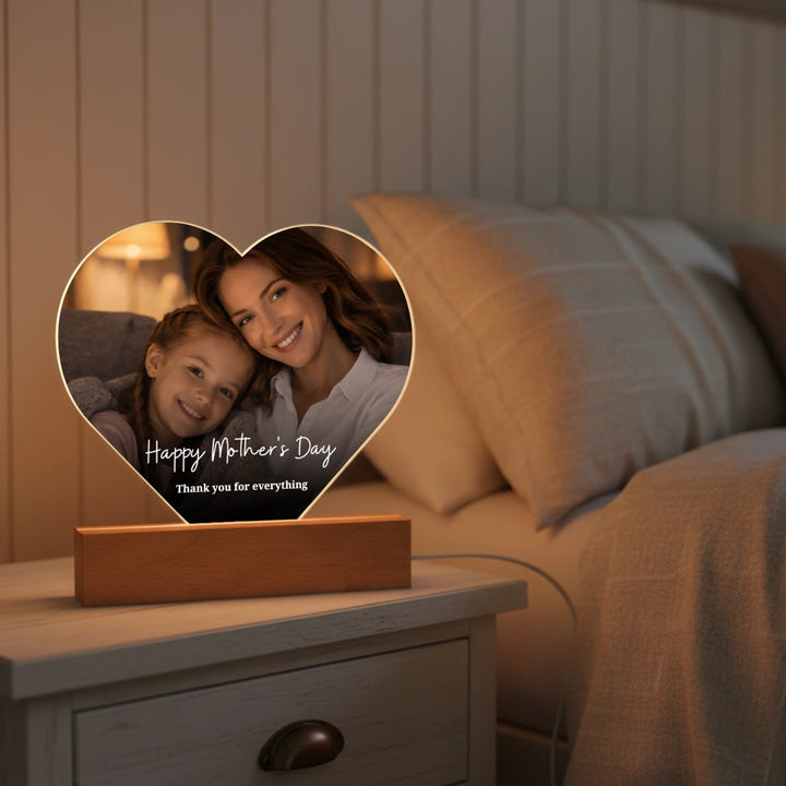 Personalized Heart Acrylic Light "Mom" | Nightlight, Decorative Light, Glowlight