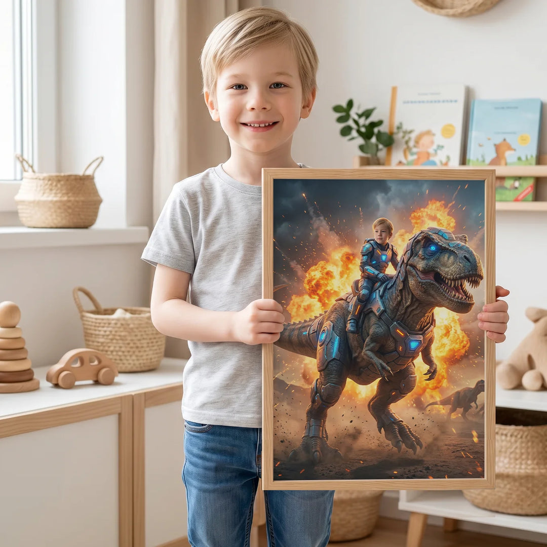 Personalized Children's Poster "T‑Rex Rider"
