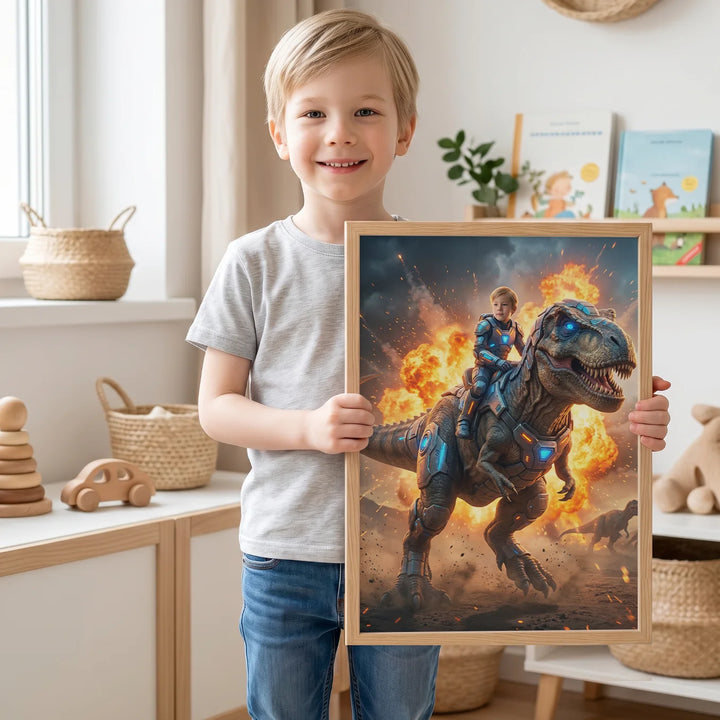 Personalized Children's Poster "T‑Rex Rider"