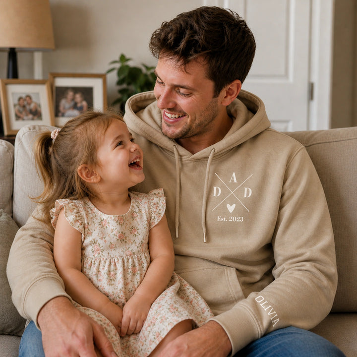 Personalized Hoodie "PAPA Cross" with Sleeve Print