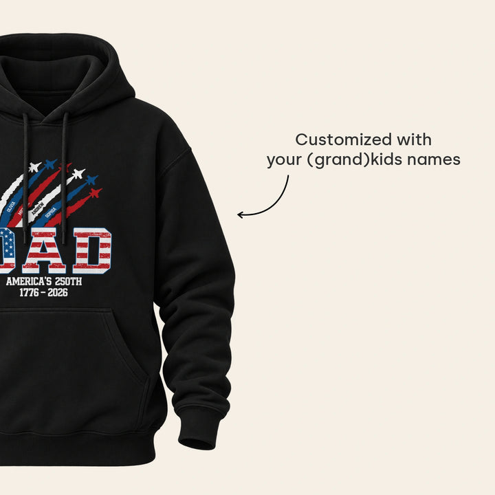 Black American Legend hoodie DAD, customized with your (grand)kids' names
