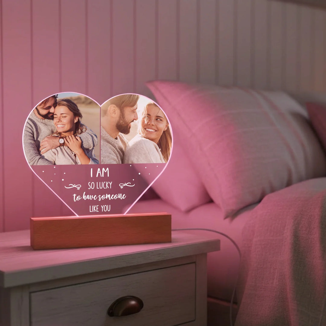 Personalized Heart Acrylic Light "Photo & Text" | Night Light, Decorative Light, Glowlight