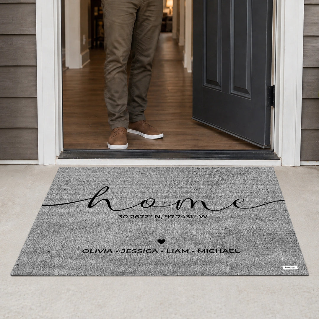 Personalized Doormat "Home Coordinates"
