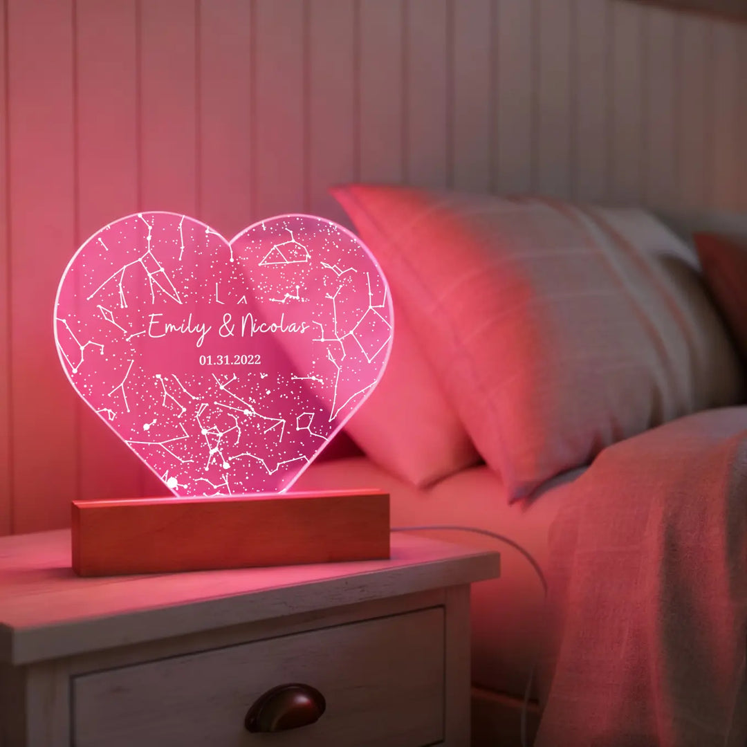 Personalized Heart Acrylic Light "Star Map"
