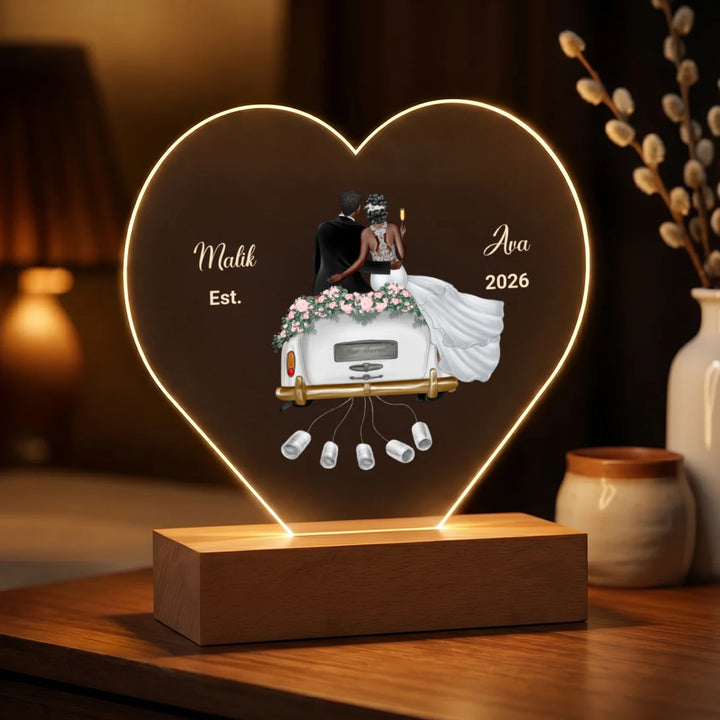 Personalized Heart Acrylic Light "Just Married" | Night Light, Decor Light, Glowlight