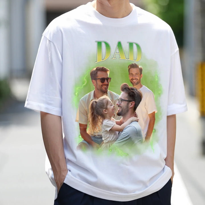 Personalized Oversized T-Shirt Vintage Bootleg "Dad"