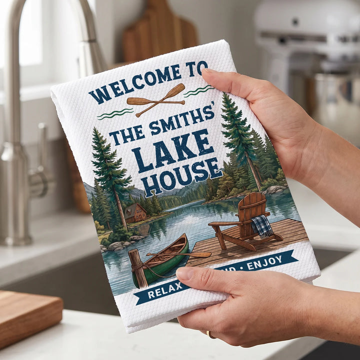 Personalized Kitchen Towel "Welcome to the Lake House"