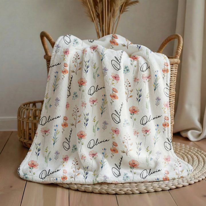 Personalized Baby Blanket "Flowers"