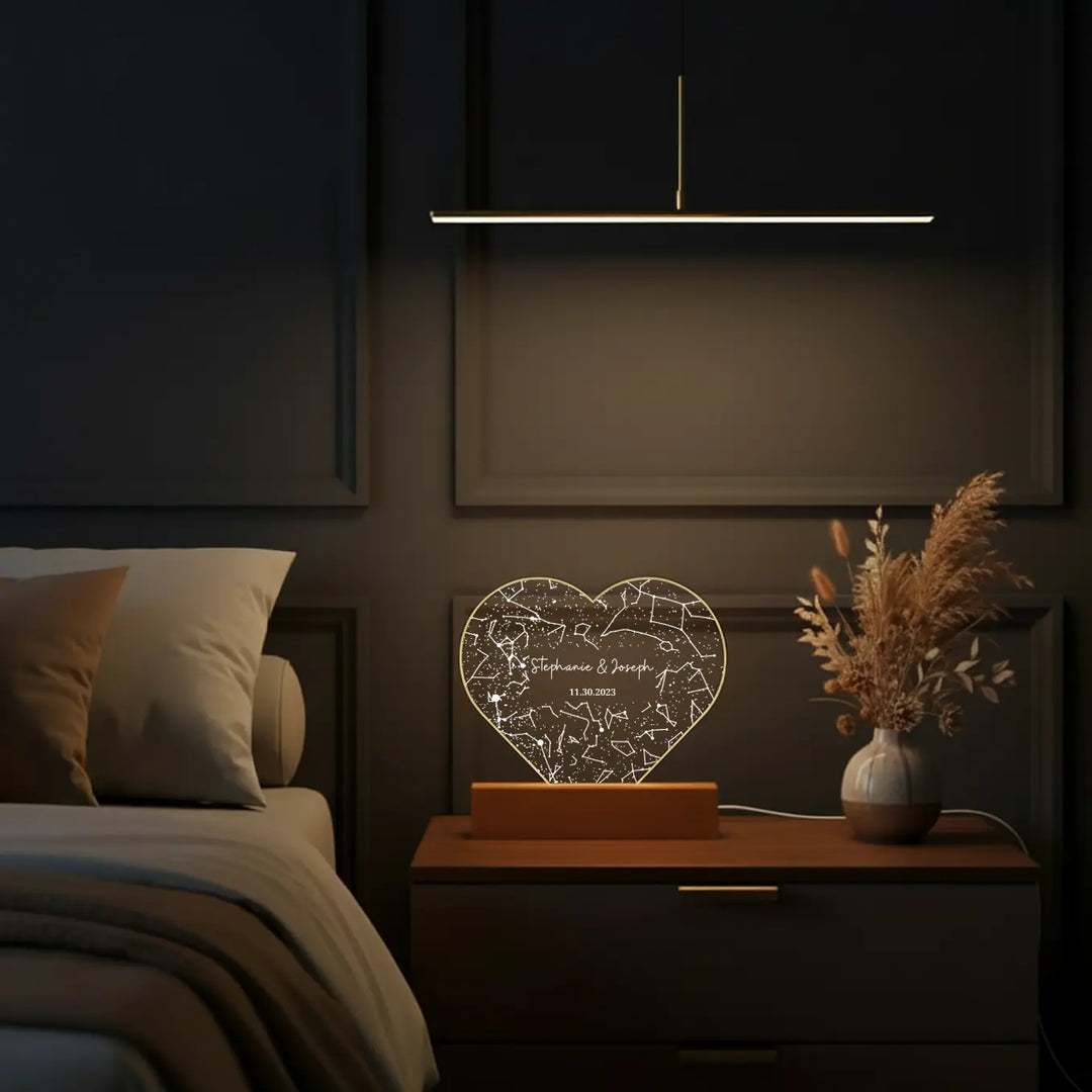 Personalized Heart Acrylic Light "Star Map"