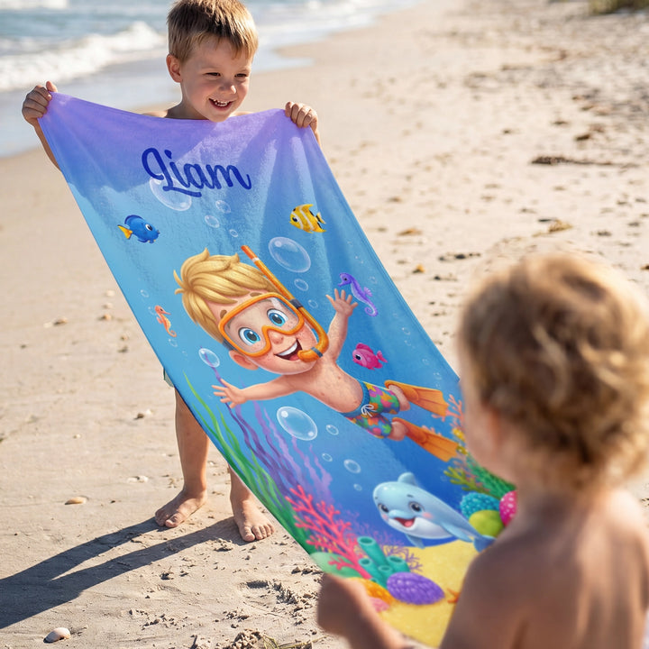 Personalized "Snorkel" Kids Bath Towel