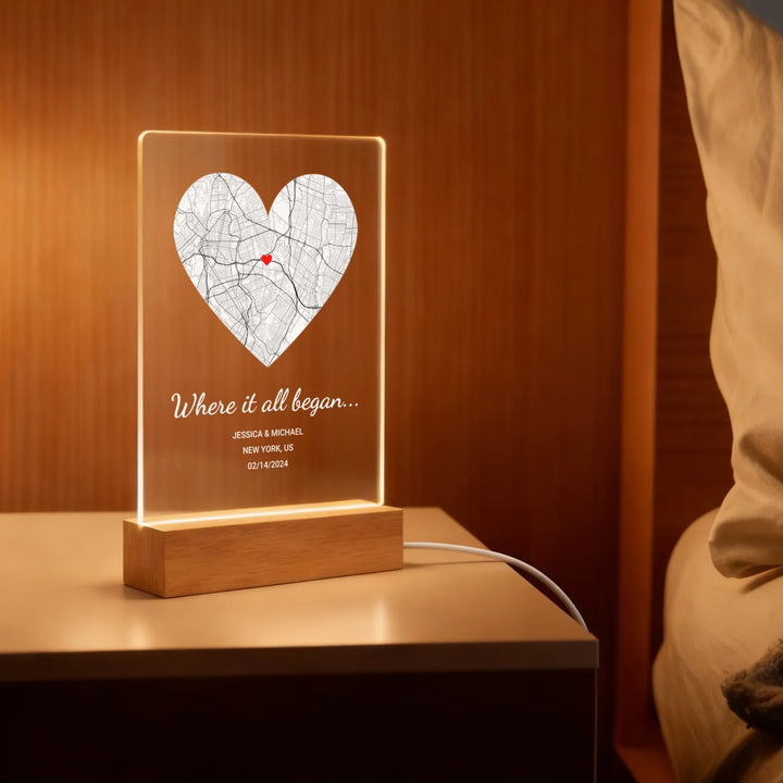 Personalized Acrylic Light “Where It All Began” | Night Light, Decorative Light
