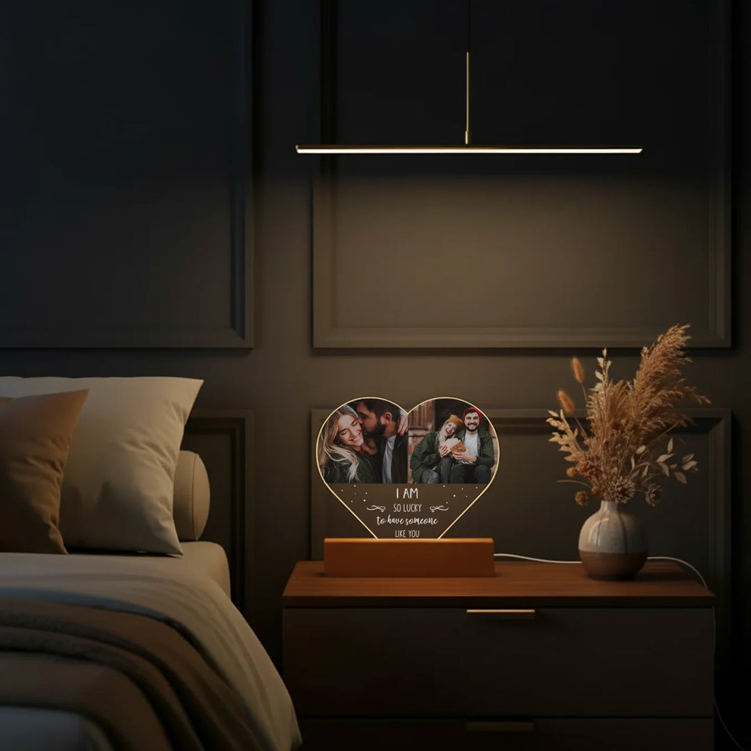 Personalized Heart Acrylic Light "Photo & Text" | Night Light, Decorative Light, Glowlight