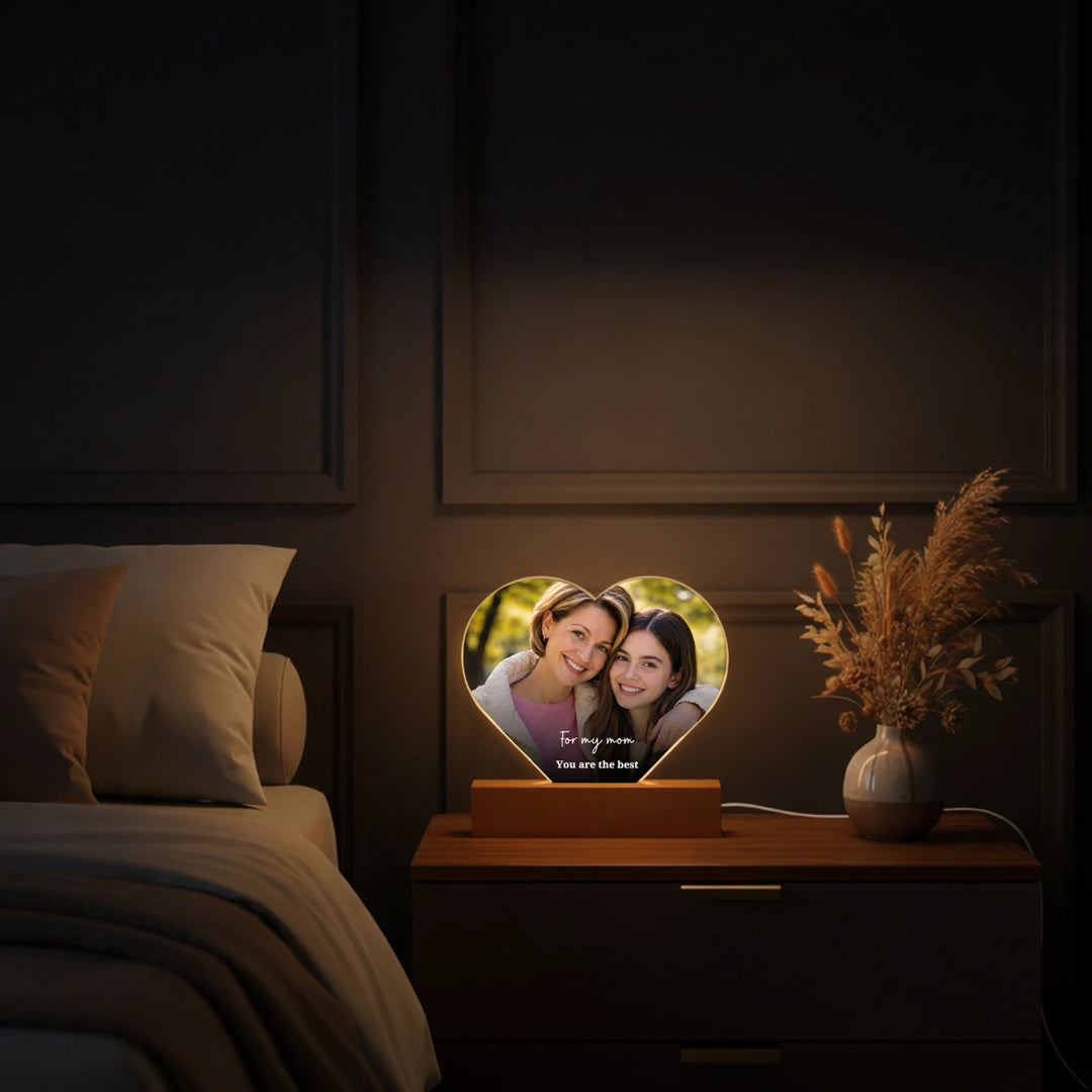 Personalized Heart Acrylic Light "Mom" | Nightlight, Decorative Light, Glowlight