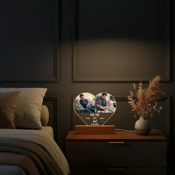 Personalized Heart Acrylic Light "Photos & Text" | Night Light, Deco Light, Glowlight | DAD