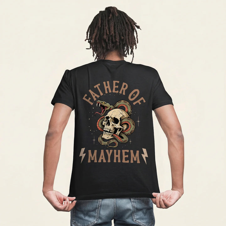 Personalized T-Shirt "Father of Mayhem" with Sleeve Print