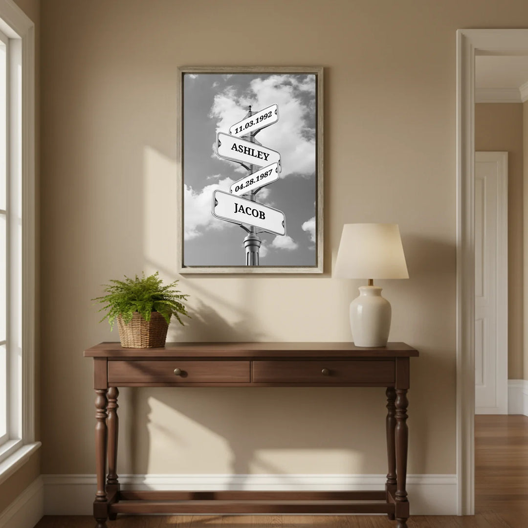 Personalized Canvas "Vintage Street Sign with Birthdate"