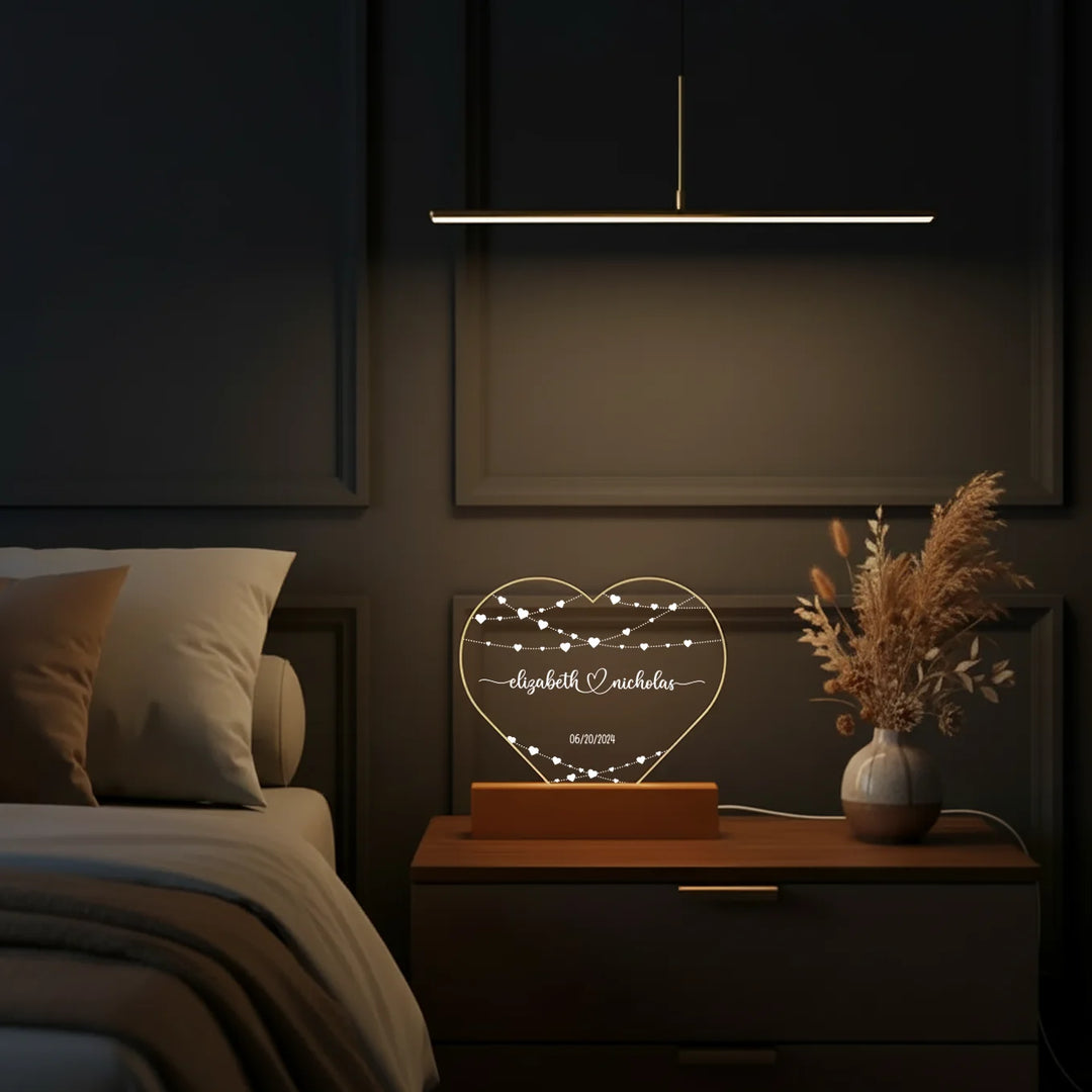 Personalized Acrylic Heart Light  "Name & Date"