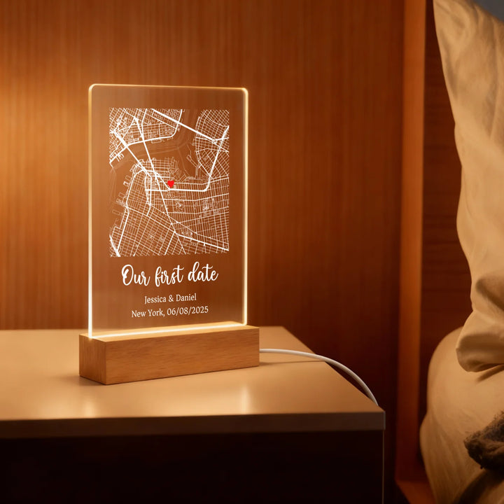 Personalized Acrylic Light "Place of the Heart" | Night Light, Decorative Light, Glowlight