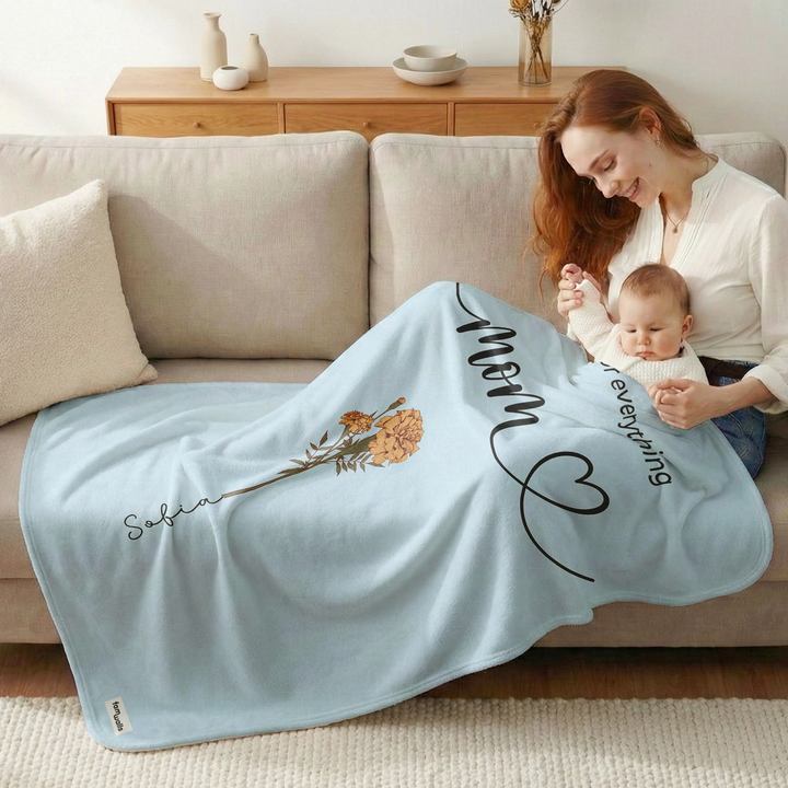 Personalized Blanket "Flowers for Mom"