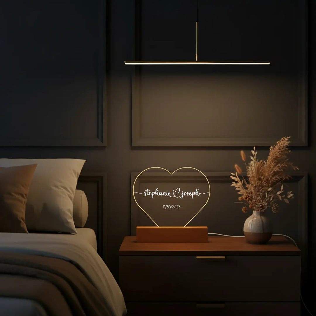 Personalized Heart Glowlight "Name & Date"