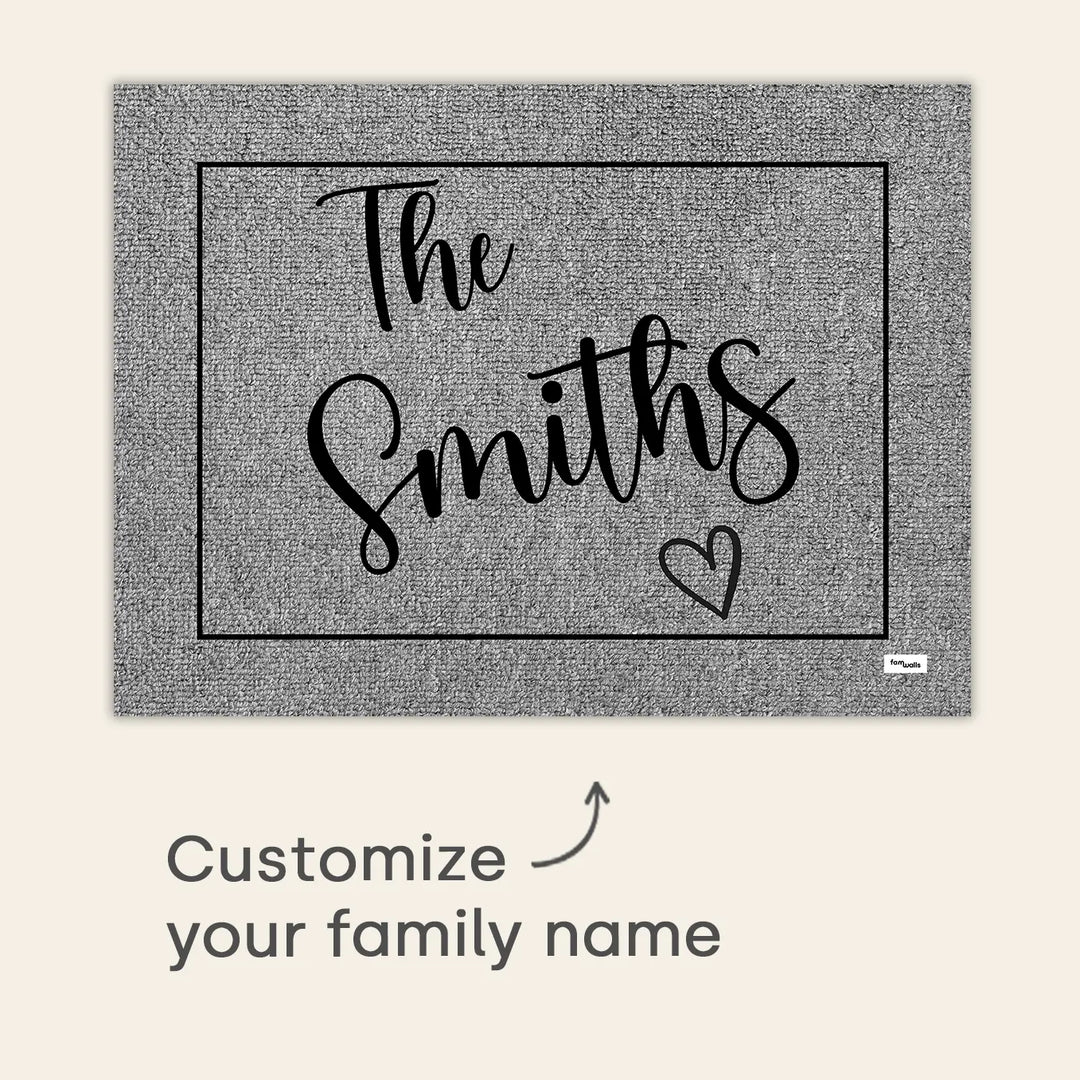 Infographic family name doormat: customize your family name