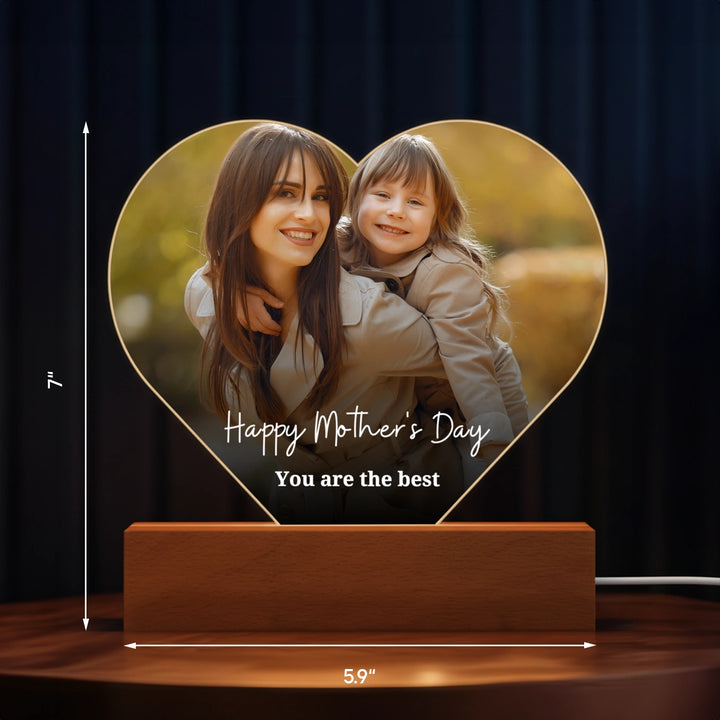 Personalized Heart Acrylic Light "Mom" | Nightlight, Decorative Light, Glowlight