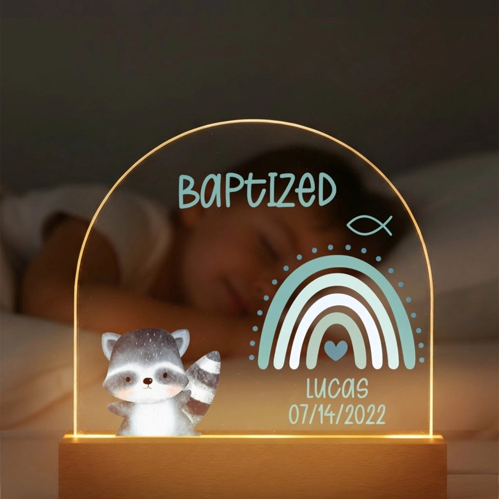 Personalized Baptism Night Light – Custom Name & Date