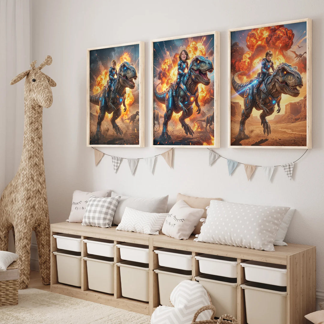 Personalized Children's Poster "T‑Rex Rider"