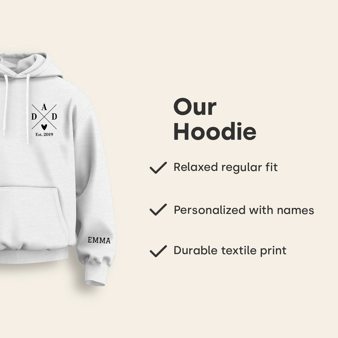 Personalized Hoodie "PAPA Cross" with Sleeve Print
