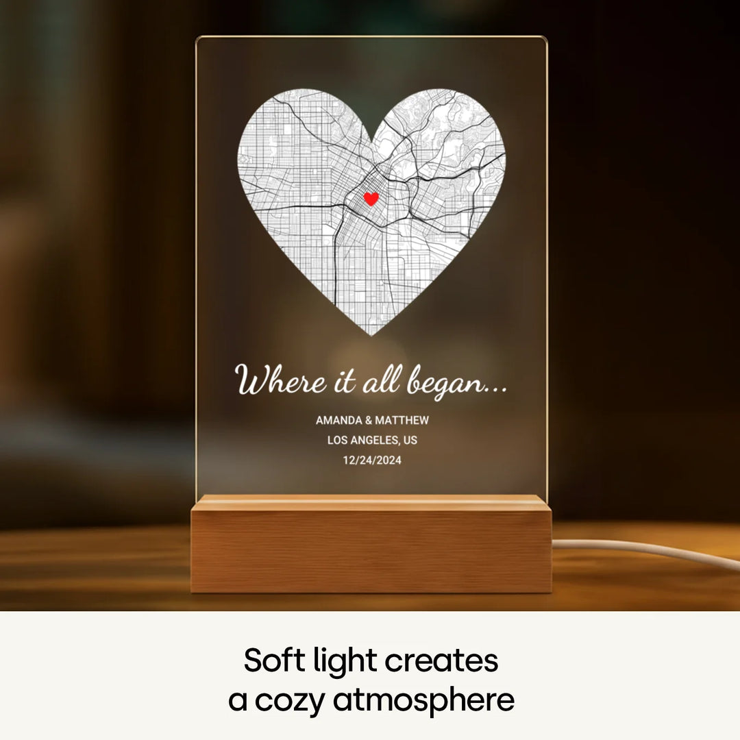 Personalized Acrylic Light “Where It All Began” | Night Light, Decorative Light
