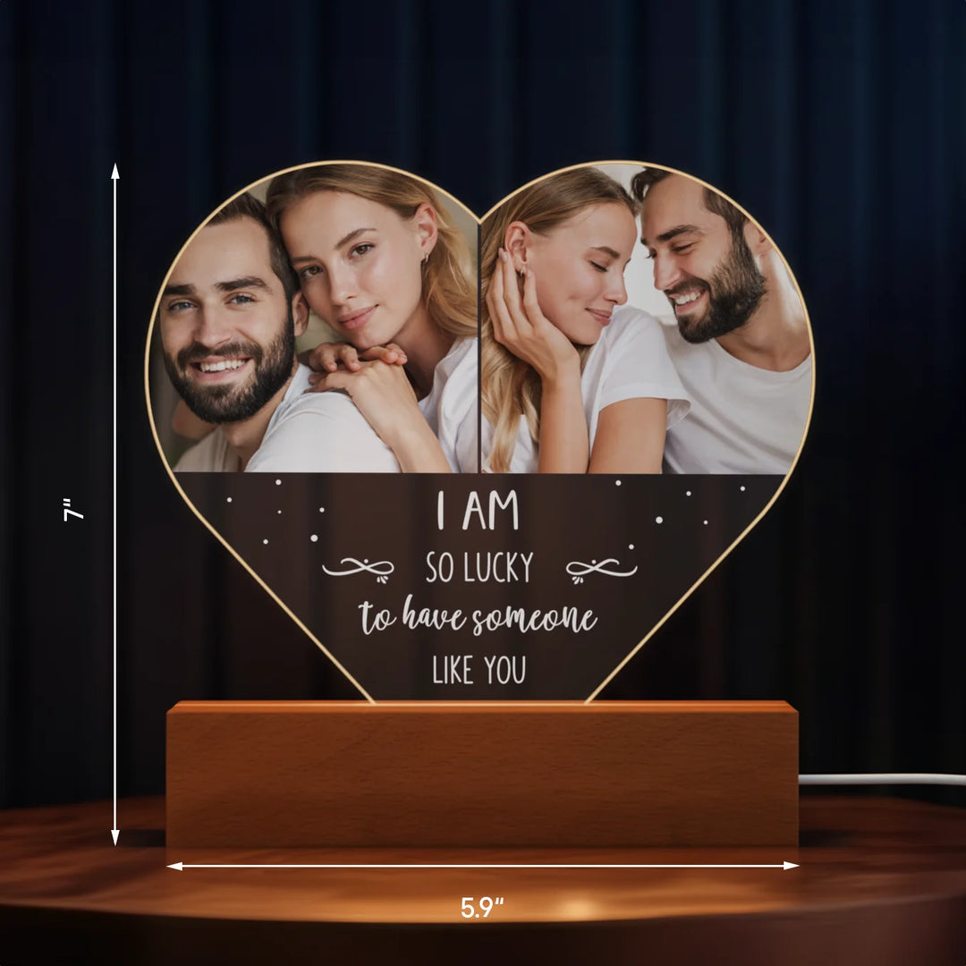 Personalized Heart Acrylic Light "Photo & Text" | Night Light, Decorative Light, Glowlight