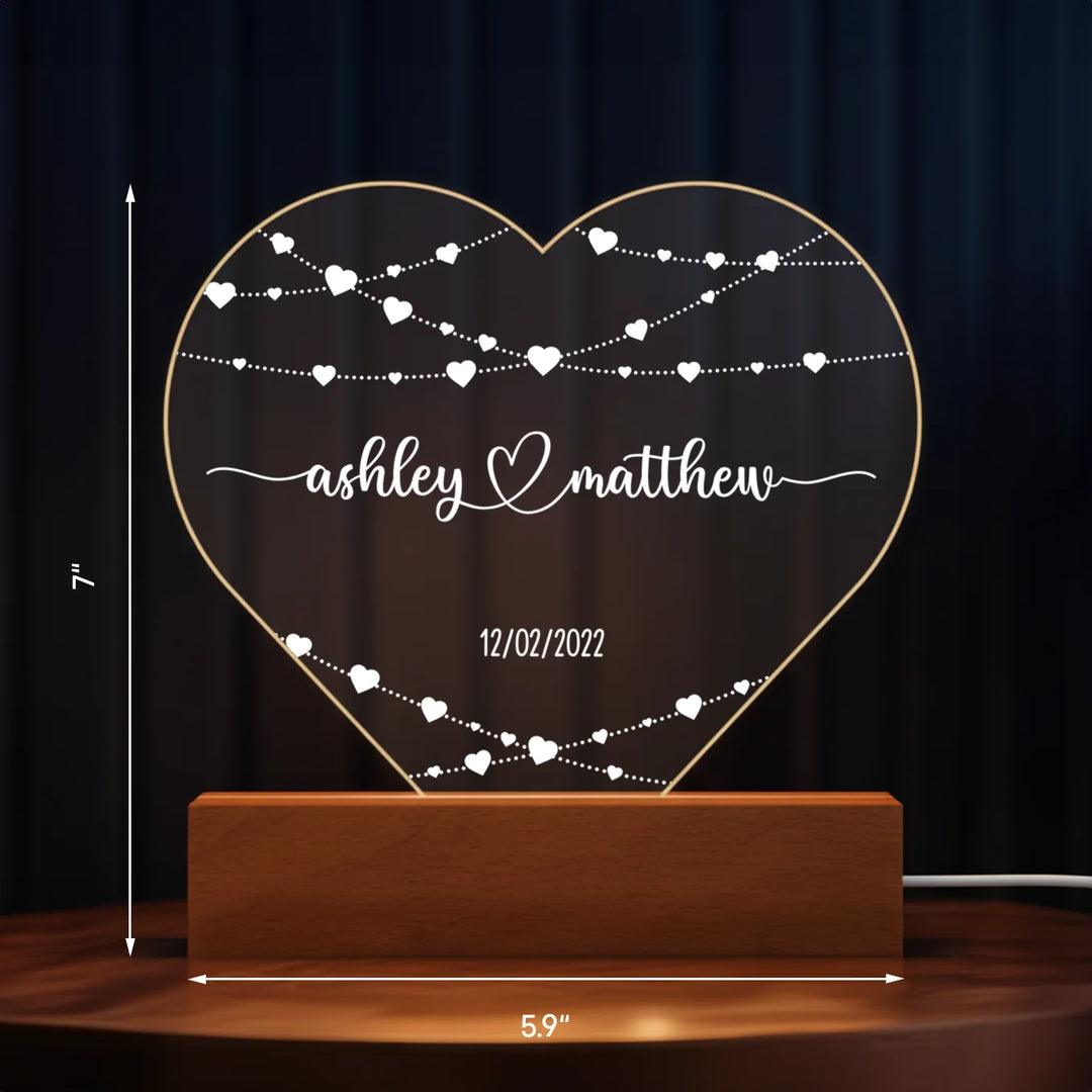 Personalized Acrylic Heart Light  "Name & Date"