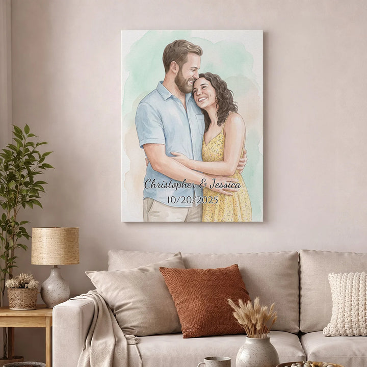 Personalized Canvas "Watercolor Couple"