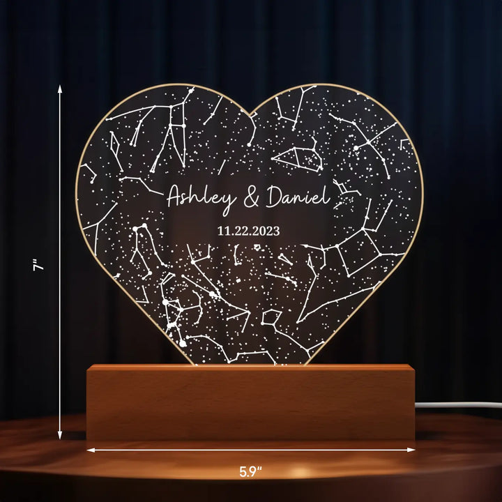 Personalized Heart Acrylic Light "Star Map"