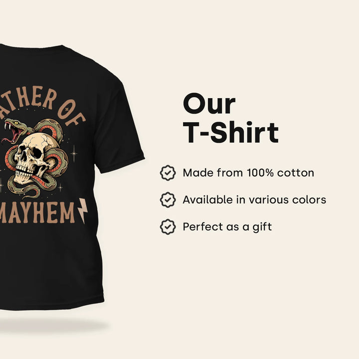 Personalized T-Shirt "Father of Mayhem" with Sleeve Print