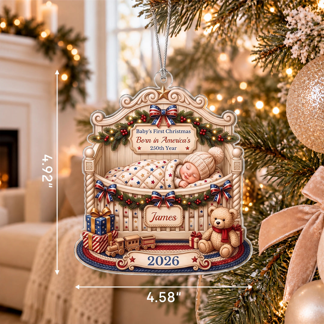 Baby’s First Christmas ornament size: 4.92" high and 4.58" wide