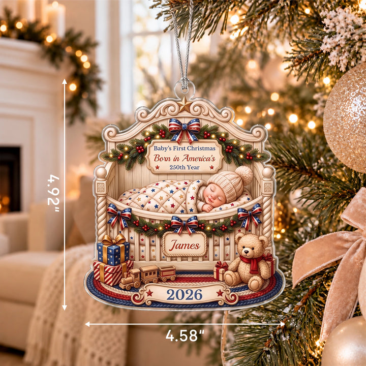 Baby’s First Christmas ornament size: 4.92" high and 4.58" wide