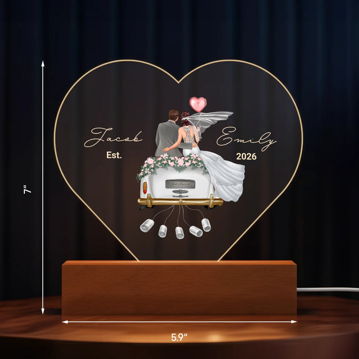 Personalized Heart Acrylic Light "Just Married" | Night Light, Decor Light, Glowlight
