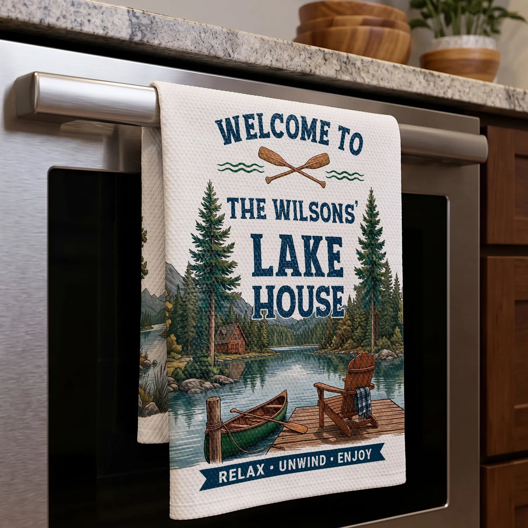 Personalized Kitchen Towel "Welcome to the Lake House"