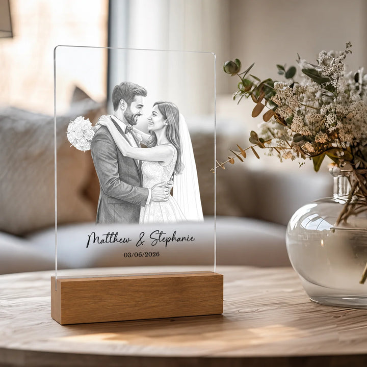 Personalized Acrylic Glass "Wedding Watercolor"