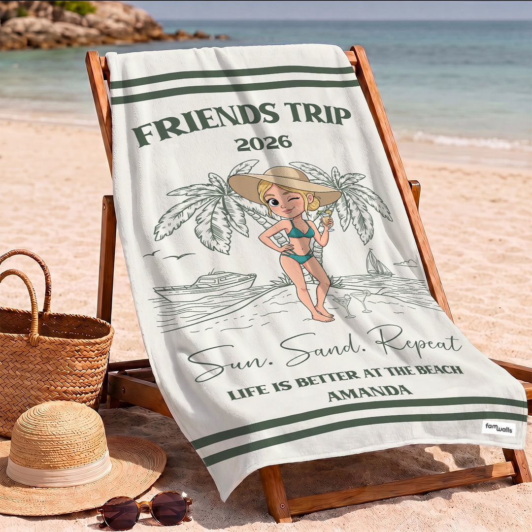 Personalized Beach Towel "Friend Trip"