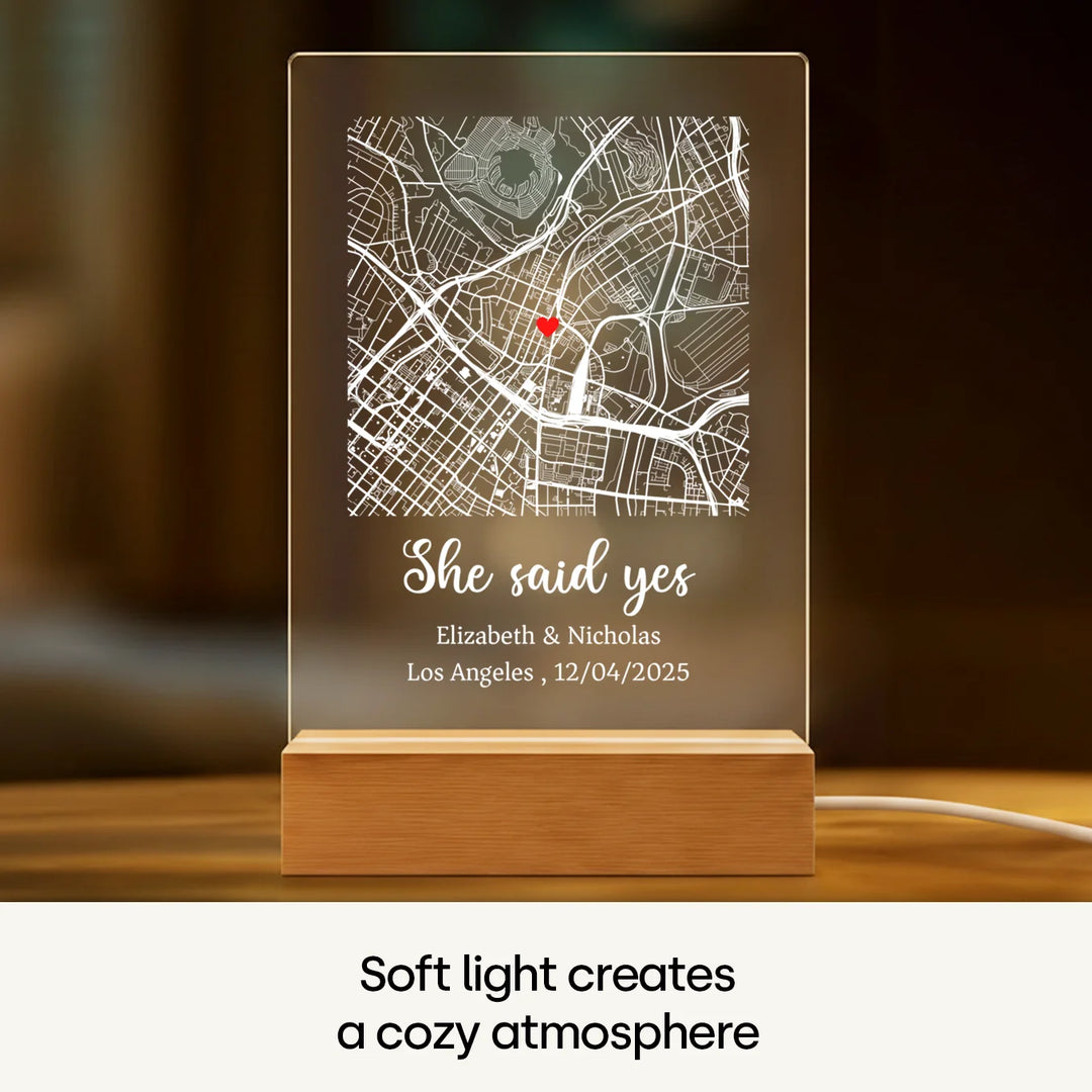 Personalized Acrylic Light "Place of the Heart" | Night Light, Decorative Light, Glowlight