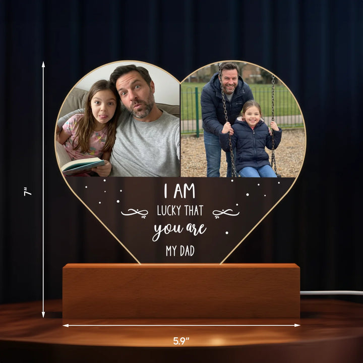 Personalized Heart Acrylic Light "Photos & Text" | Night Light, Deco Light, Glowlight | DAD