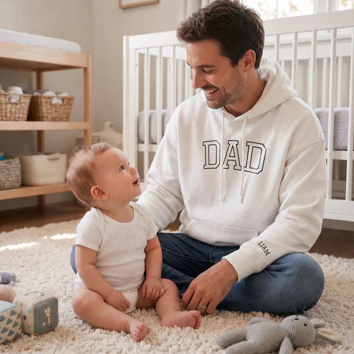 Personalized Hoodie "DAD" with Sleeve Print