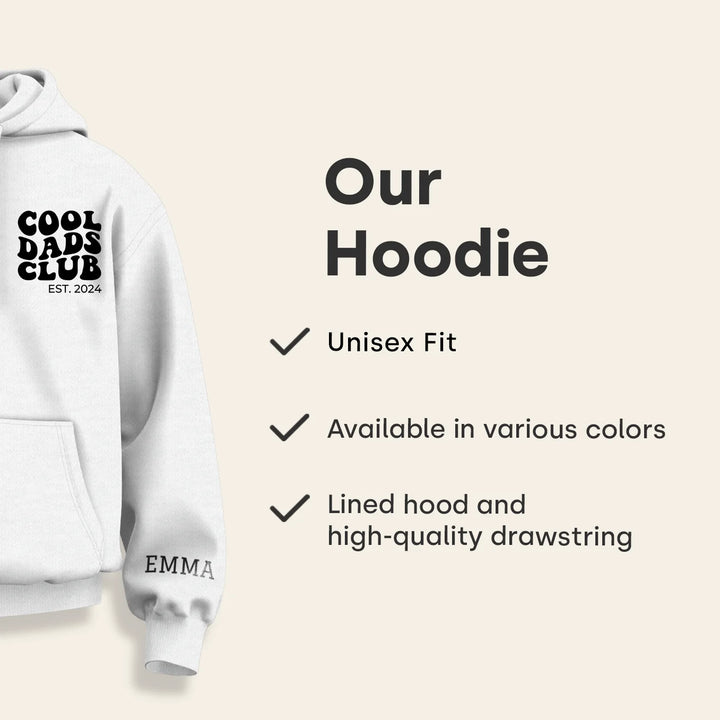 Personalized Hoodie "Cool Dads Club" with Sleeve Print