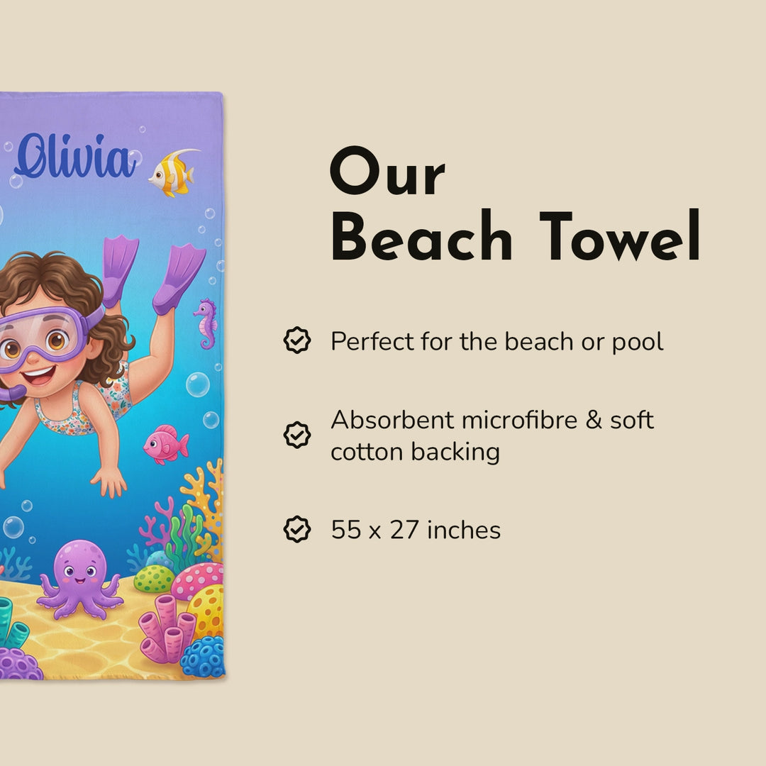 Personalized "Snorkel" Kids Bath Towel