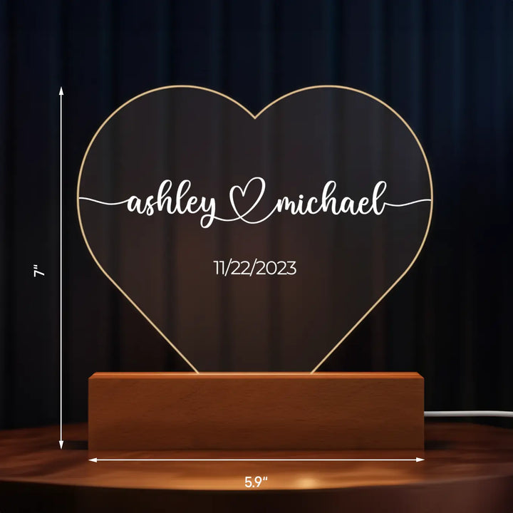 Personalized Heart Glowlight "Name & Date"